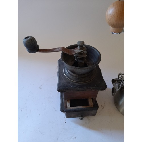 155 - 2 x  coffee grinders, one metal and one wooden