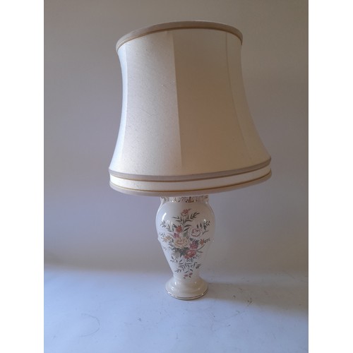 159 - Ceramic Table lamp and shade. 56cm high. needs rewire