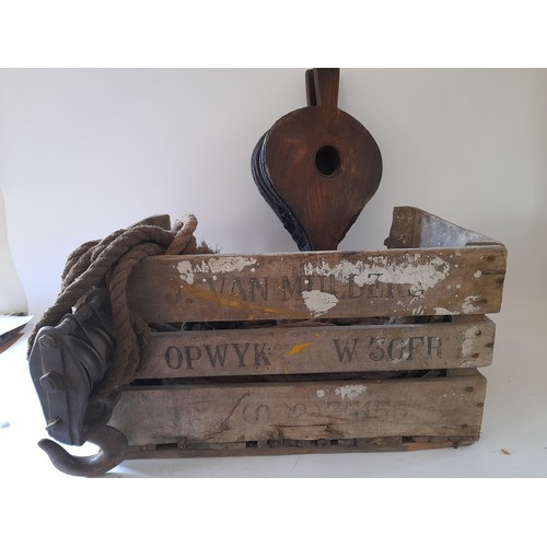 168 - Vintage Box containing vintage Pully's and Bellows