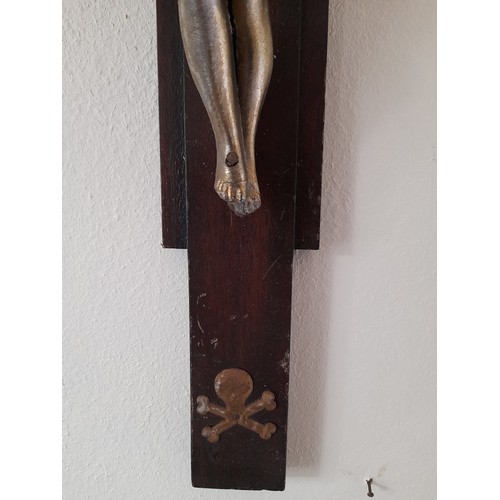 193 - metal corpus on wooden cross 55cm x 28cm