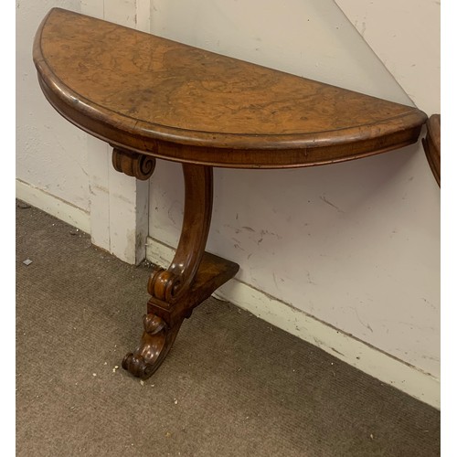 68 - Pair Of Antique Walnut Veneer Console Tables. 93 x 36 x 71 cms  (2)