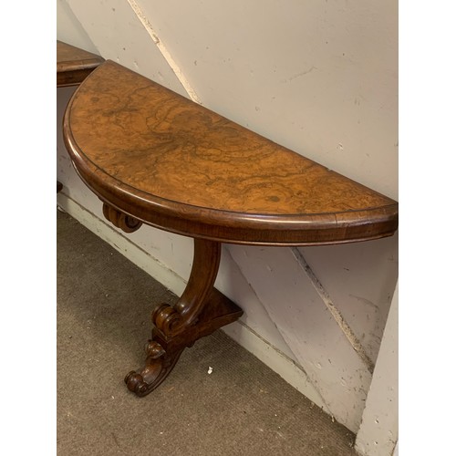 68 - Pair Of Antique Walnut Veneer Console Tables. 93 x 36 x 71 cms  (2)