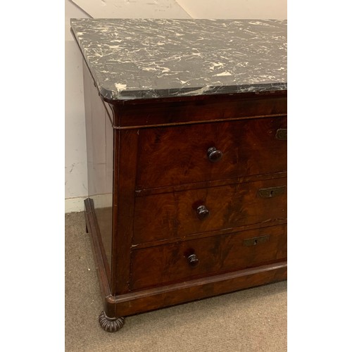 69 - Continental  Marble Top Three Drawer Chest 104 x 54 x 89 cms