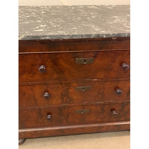 69 - Continental  Marble Top Three Drawer Chest 104 x 54 x 89 cms