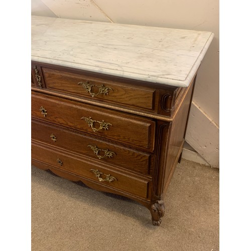 70 - Louis XV Style Marble Top Two Over Three Chest Of Drawers 119 x 56 x 84 cms