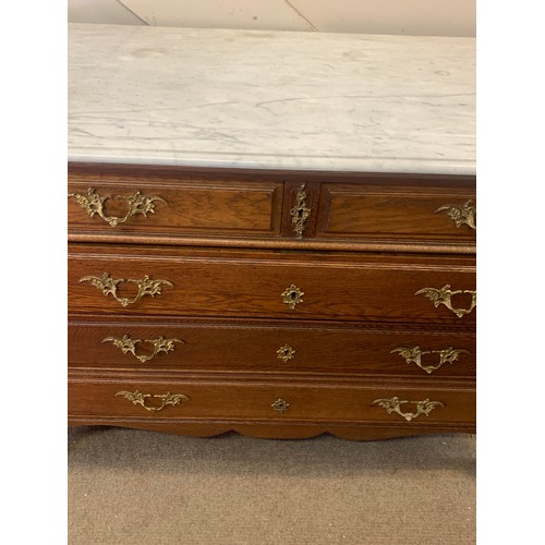 70 - Louis XV Style Marble Top Two Over Three Chest Of Drawers 119 x 56 x 84 cms