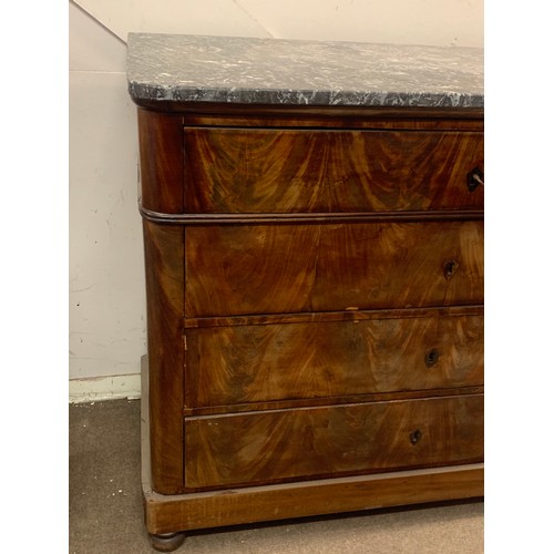 72 - French Marble Top Chest Of Four Drawers. 120 x 54 x 103 cms