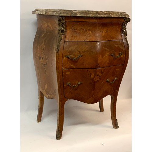 80 - French Marble Top Three Drawer Commode. 54 x 34 x 72 cms