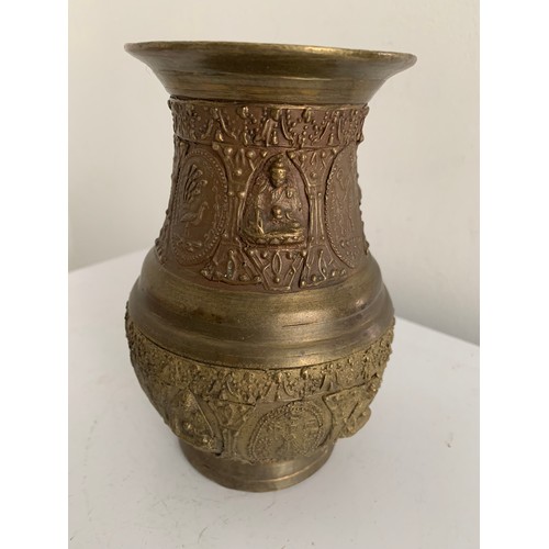 345 - Unusual Vintage Bronze Vase Having Buddha Motifs
15 cms h