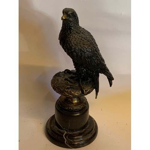 346 - A Bronze Eagle Mounted On A Marble Base Signed A Thorburn Standing Just Under 32 cms High.