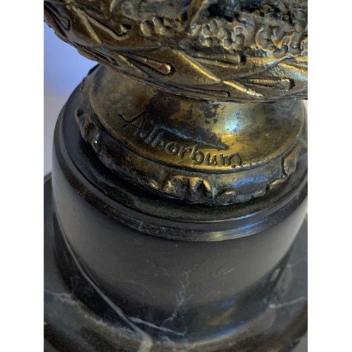 346 - A Bronze Eagle Mounted On A Marble Base Signed A Thorburn Standing Just Under 32 cms High.