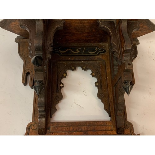 342 - Pair Of Antique Carved Wood Wall Shelves With Hindi Script .  30 x 18 x 35 cms (2)