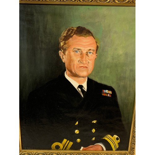 359 - Gilt Framed Oil On Board Of A Navel Officer. 64 x 51 cms