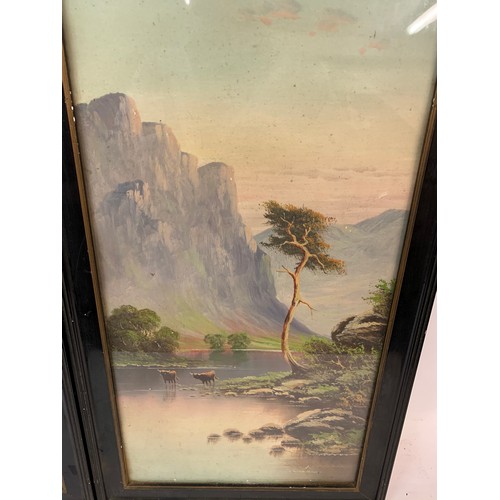 369 - Pair Of Framed And Glazed  Victorian Paintings By B Ward Of A Highland Landscape With Cattle. 67 x 3... 