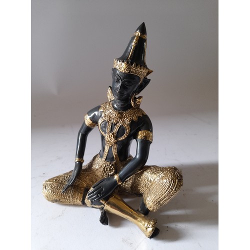 199 - Bronze Buddha Playing a drum 14cm high