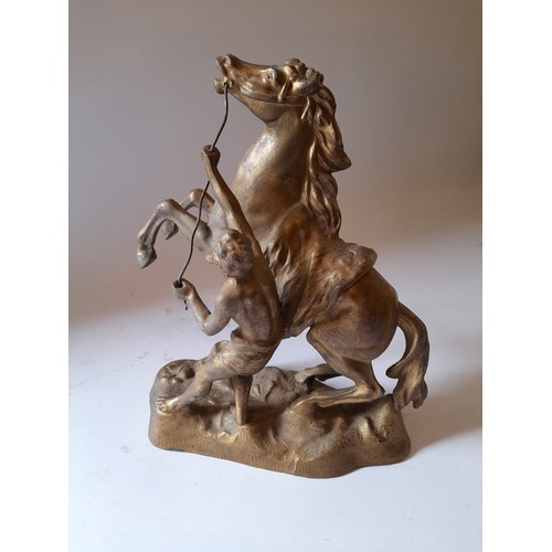 255 - Small spelter Marley horse, 28cm x 24cm