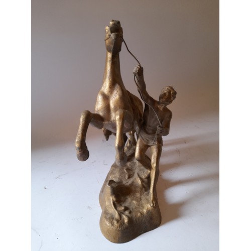 255 - Small spelter Marley horse, 28cm x 24cm