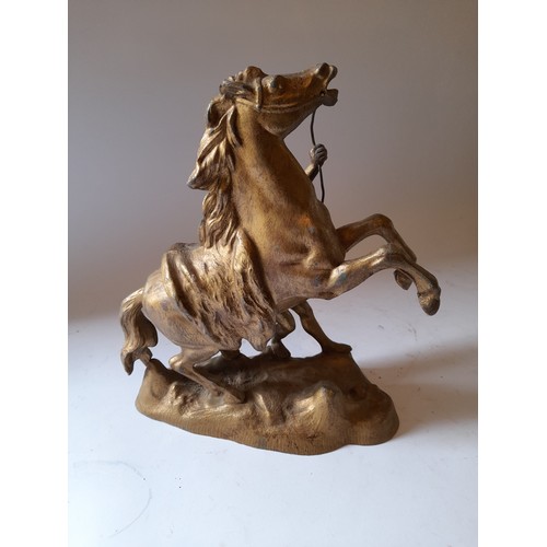 255 - Small spelter Marley horse, 28cm x 24cm