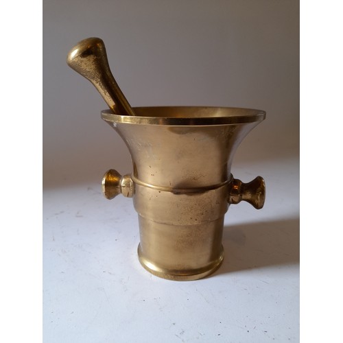 258 - Brass Mortar and Pestle 13cm high