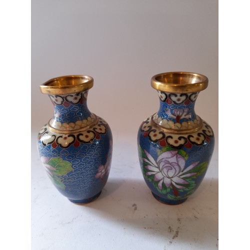 260 - A pair of small Cloisonne vases, 11cm high