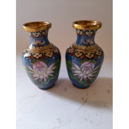 260 - A pair of small Cloisonne vases, 11cm high