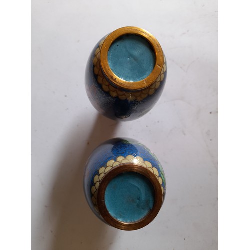 260 - A pair of small Cloisonne vases, 11cm high