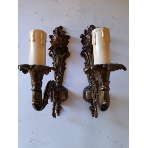 267 - Pair of metal wall lamps in need of rewire, 28cm high