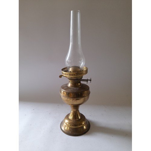 281 - Brass Oil Lamp, total height 47cm