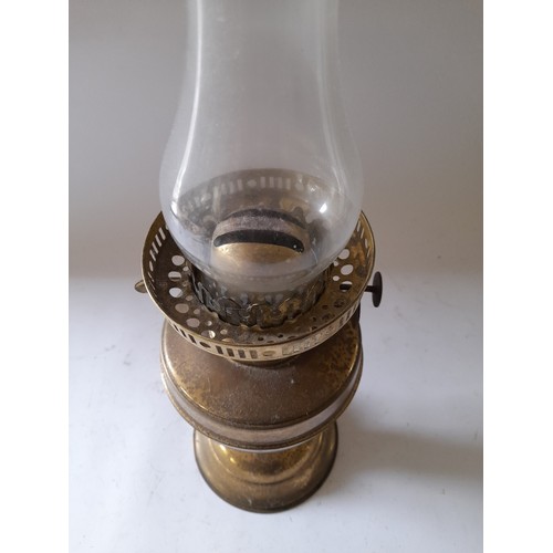 281 - Brass Oil Lamp, total height 47cm