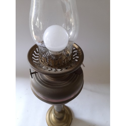 282 - Brass oil lamp converted to electric. total height 47cm