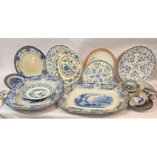 535 - Quantity Of Antique Blue And White Chinaware Etc To Include Classical Style Victorian Chargers , Mas... 