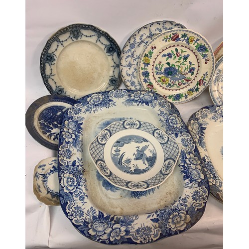 535 - Quantity Of Antique Blue And White Chinaware Etc To Include Classical Style Victorian Chargers , Mas... 