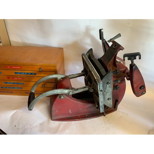 538 - Vintage Printing Press Along With A Large Quantity Of Text Blocks Etc