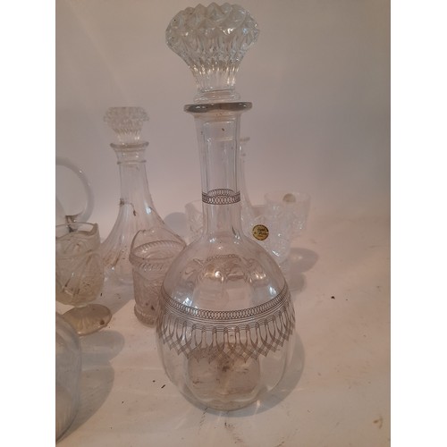 304 - Quantity of glassware to include decanters and a pair of Galle style glass vases 22cm high