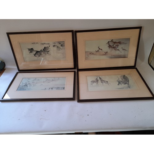 317 - 4 x decorative Mounted prints framed and glazed of wild life 53cm x 31cm