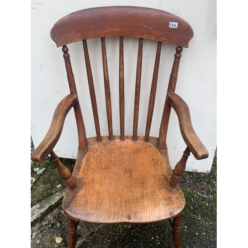 532 - Antique Farmhouse Captains Chair.