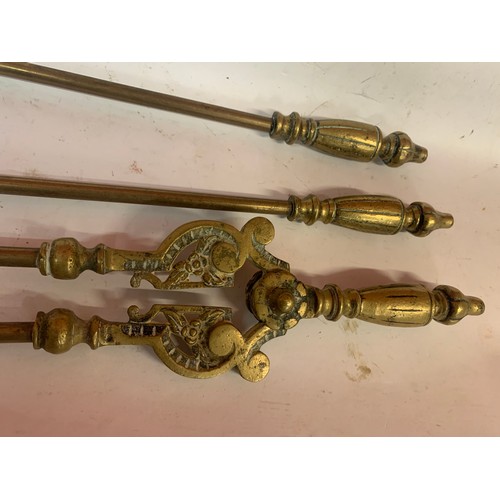 537 - Antique Brass Fireside Companion Set. (3)