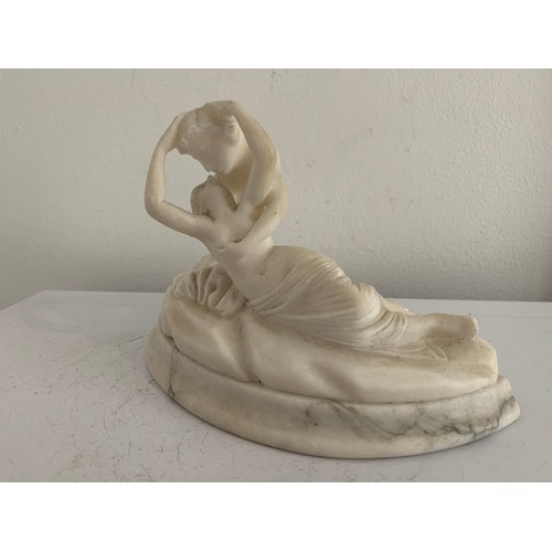 327 - Vintage Carved Alabaster Sculpture After Antonio Canova Of Cupid And Psyche Missing Wings
18 x 8 x 1... 