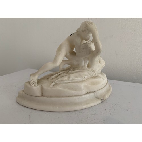 327 - Vintage Carved Alabaster Sculpture After Antonio Canova Of Cupid And Psyche Missing Wings
18 x 8 x 1... 