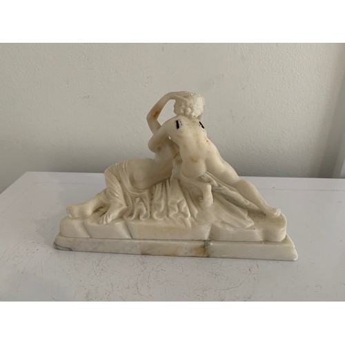 327 - Vintage Carved Alabaster Sculpture After Antonio Canova Of Cupid And Psyche Missing Wings
18 x 8 x 1... 