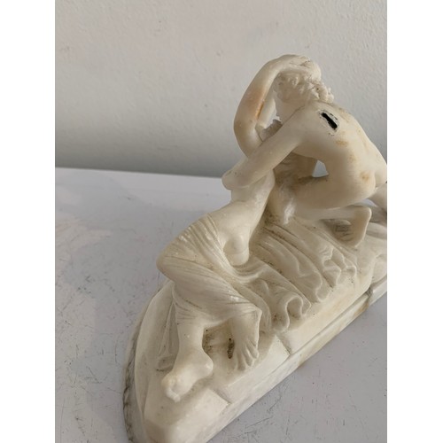 327 - Vintage Carved Alabaster Sculpture After Antonio Canova Of Cupid And Psyche Missing Wings
18 x 8 x 1... 