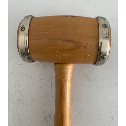 127 - Vintage Wooden Gavel With Metal Straps
22 cms l