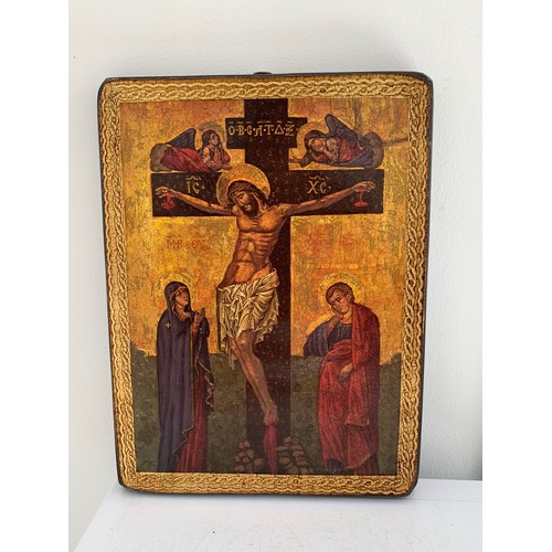 333 - Byzantine Style Icon Depicting The Crucifixion 
27 x 35 cms