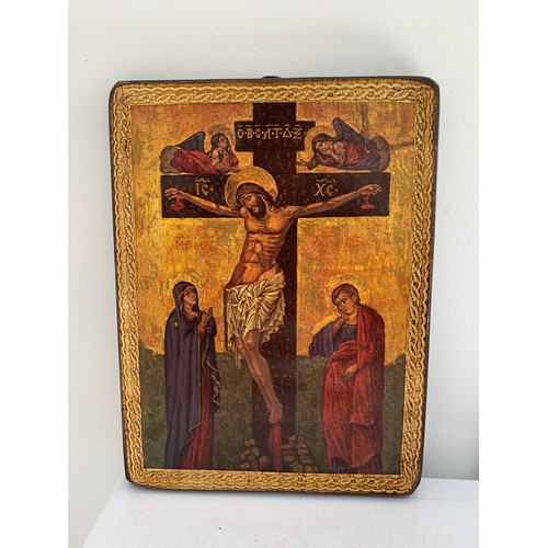 333 - Byzantine Style Icon Depicting The Crucifixion 
27 x 35 cms