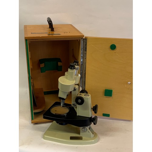 340 - Vintage Cased Educational Czech Meopta  Binocular Type Microscope.