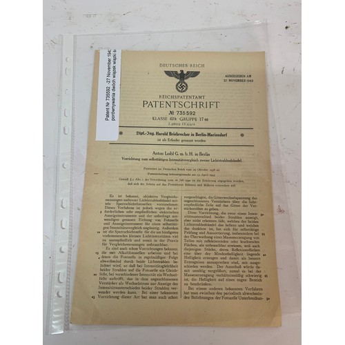 345 - German WW2 Patent Office Paper Dated 1943