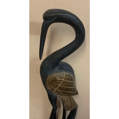 357 - Carved Wood Figure Of A Crane Bird. 100 cms High