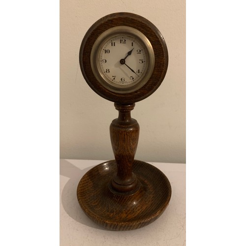 138 - Edwardian Clock On Oak Stand
24 cms h