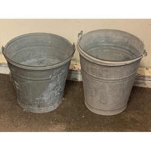 365 - Two Vintage Galvanized Swing Handled Buckets. (2) 34 x 29 cms