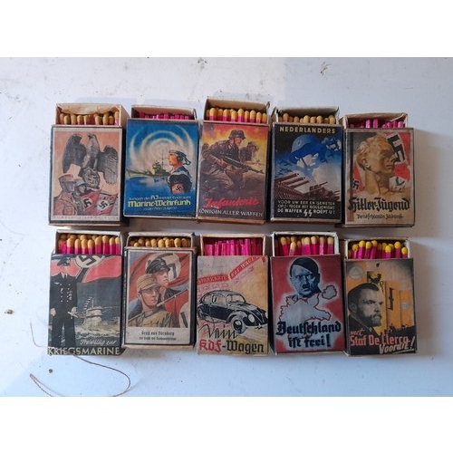 292 - 10 x German WW2 themed matchboxes